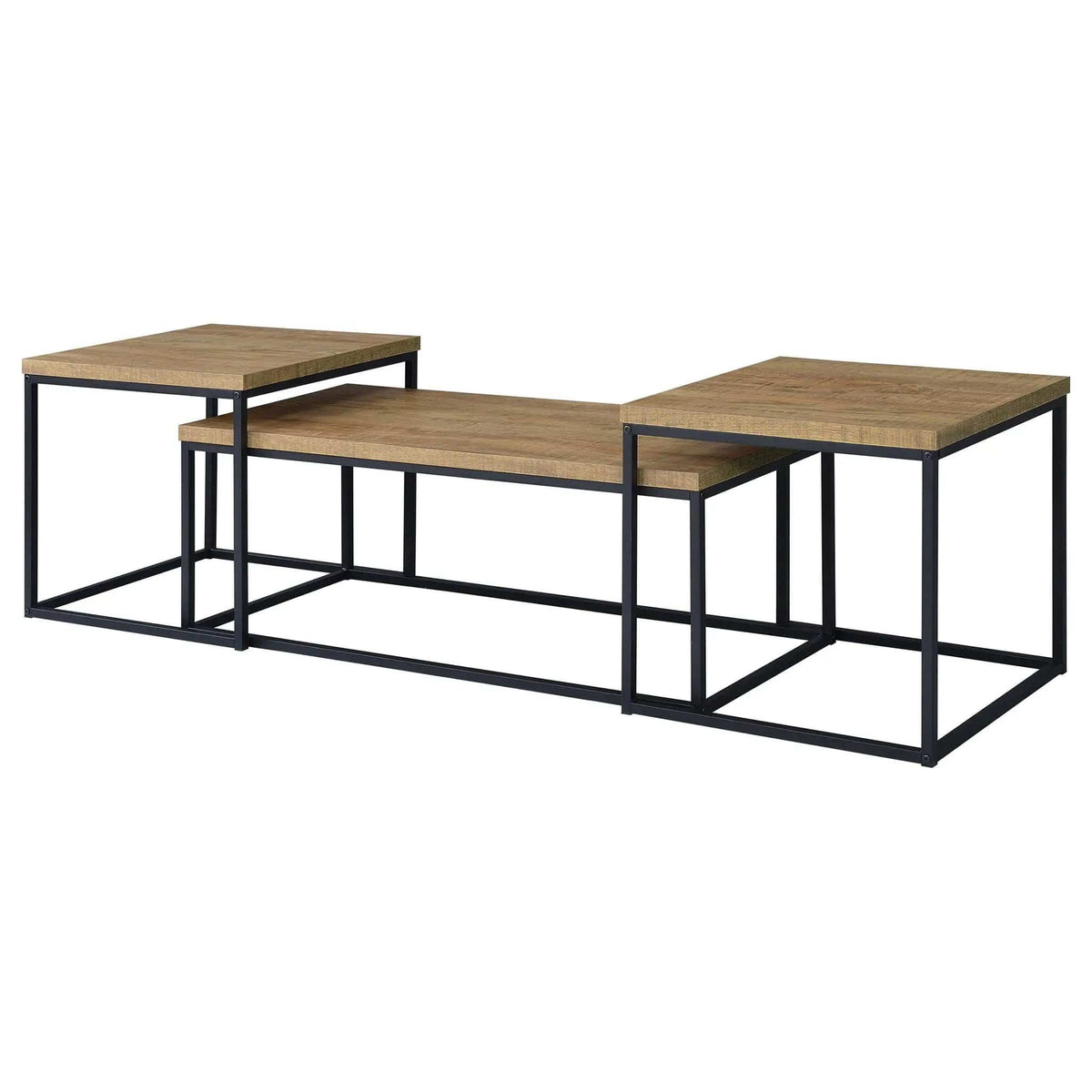 Straden 3-piece Engineered Wood Coffee Table Set Mango and | 3-Piece Set | Mango Wood & Metal | Black