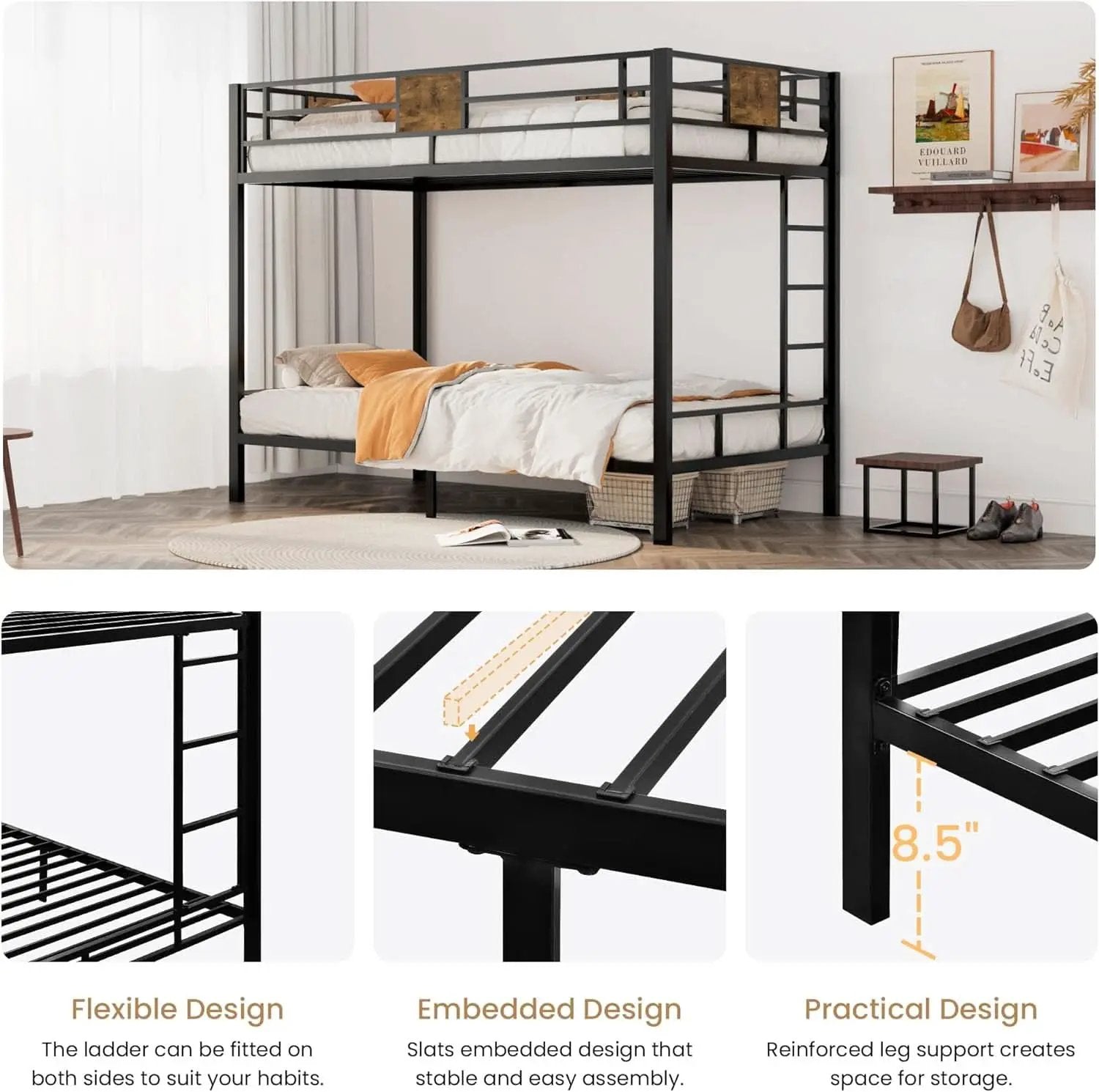 Loft Bunk Bed Twin Over Twin With Ladder And Guardrails from PriceLows™