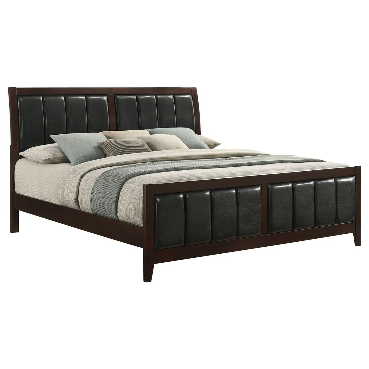 Carlton Wood Eastern King Panel Bed | 79.25 x 86.5 x 50.5 in | Rubberwood & Engineered Wood | Cappuccino