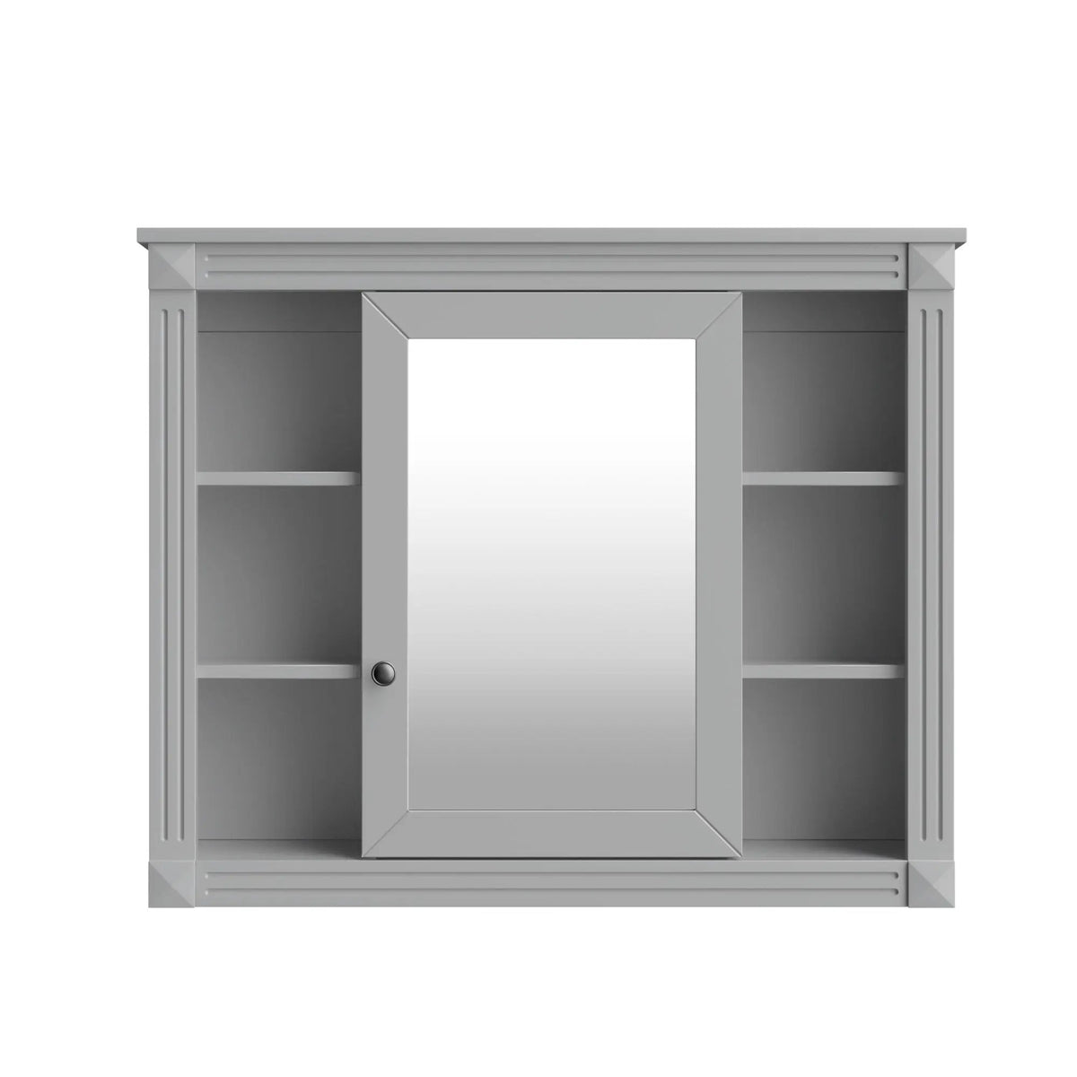 Bathroom Storage Cabinet With Mirror | 6 Open Shelves | Vintage Handle | Adjustable Interior