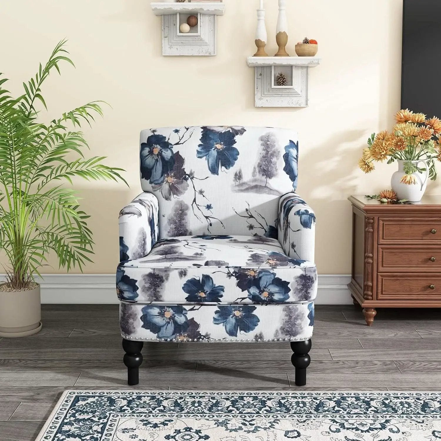 Boaz Floral Print Fabric Club Chair 32 Inch Depth Polyester from PriceLows™
