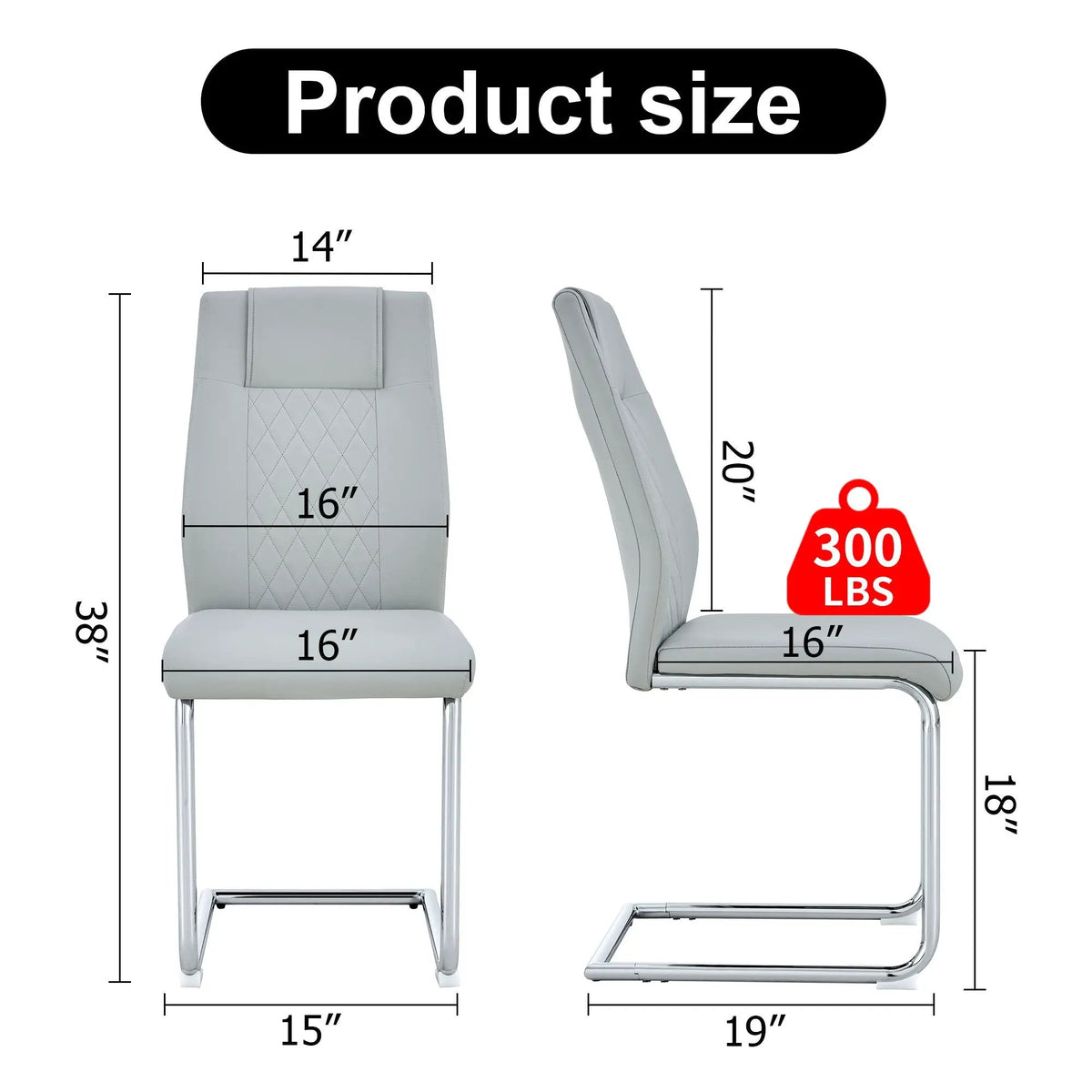 Modern Dining Chairs | Padded Seat | Metal Legs | Anti-Slip Footpads