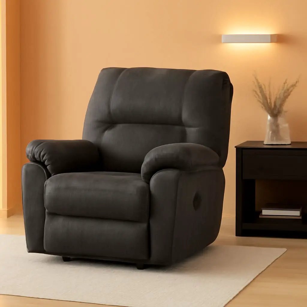 Gray Faux Leather Manual Rocker Recliner Chair Standard from PriceLows™