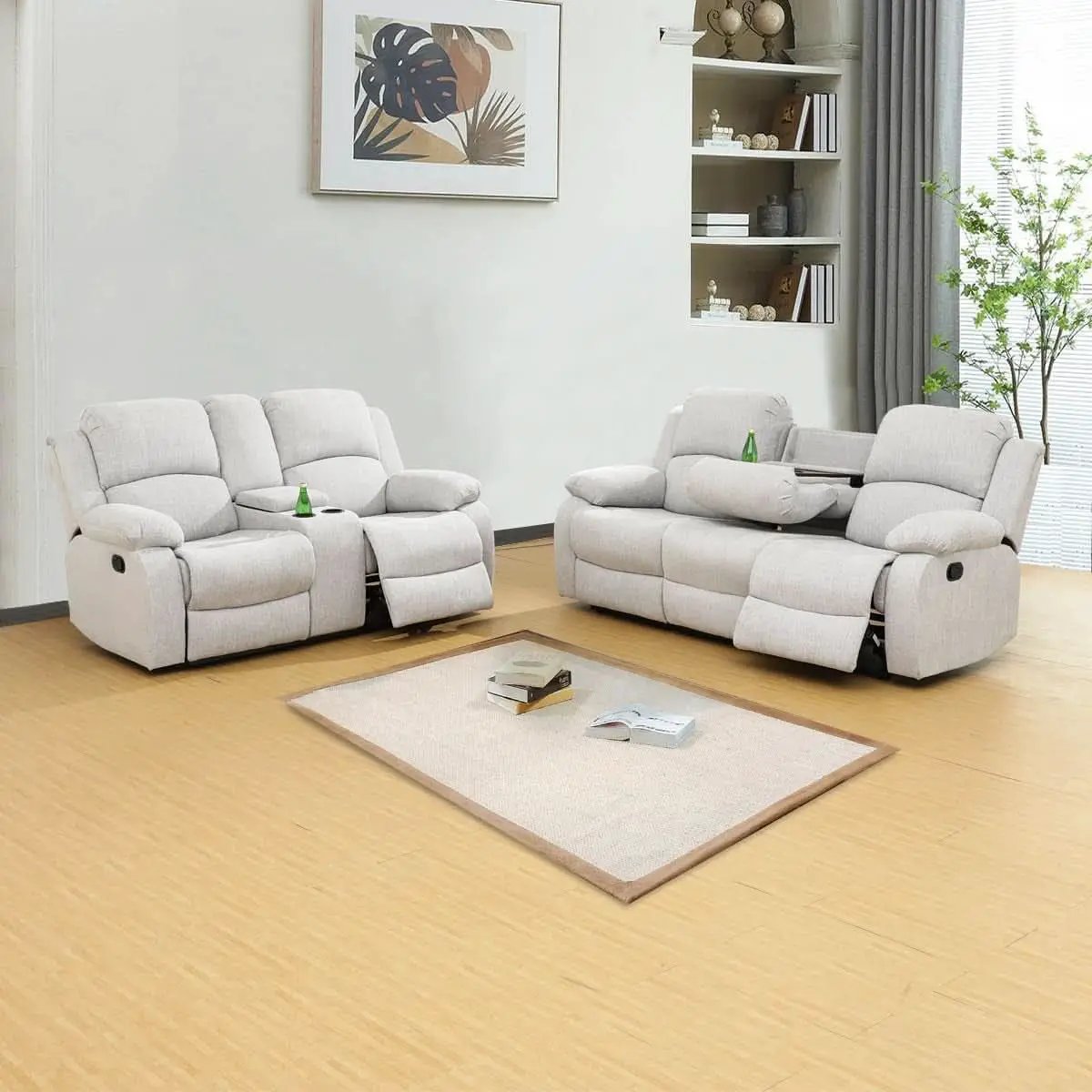 Grey Microfiber Reclining Sofa And Loveseat Set For Living Room from PriceLows™