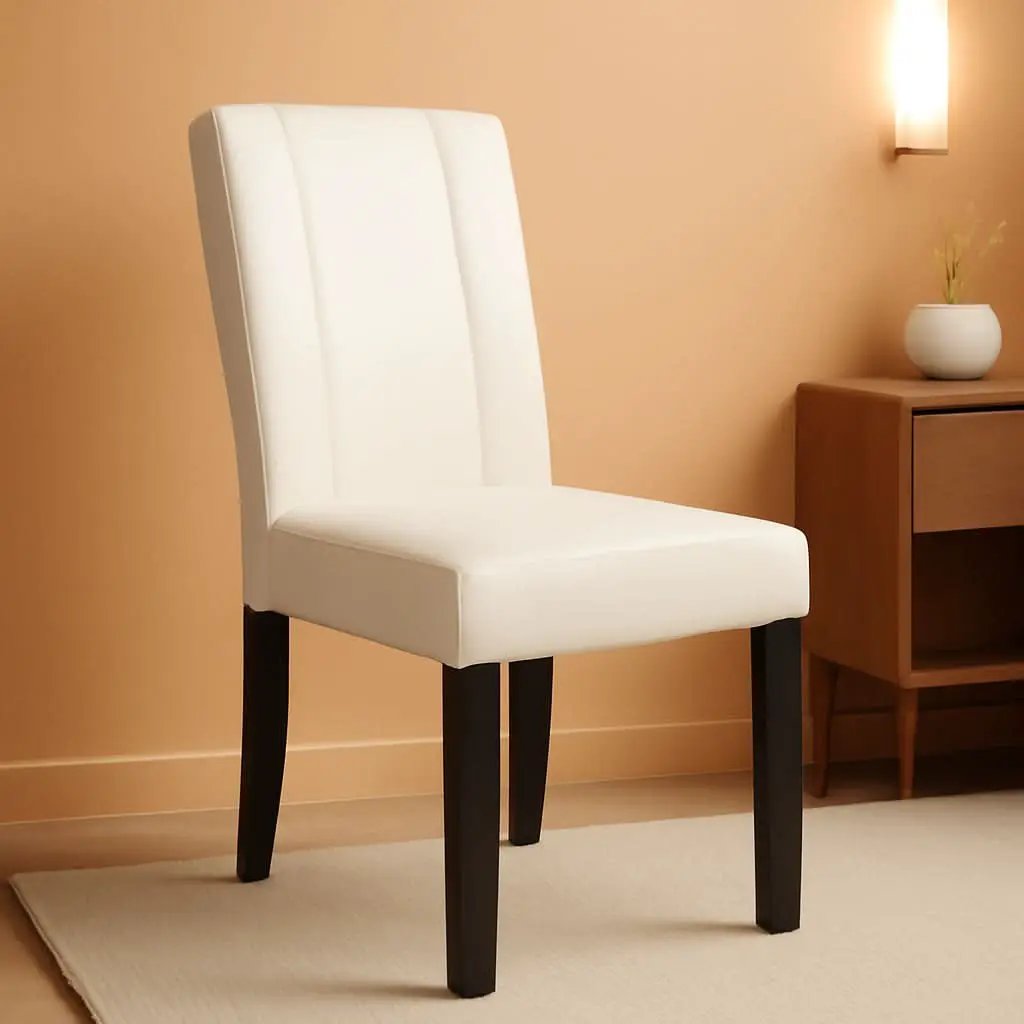 Off White Leatherette Padded Parson Chair Set of 2 from PriceLows™