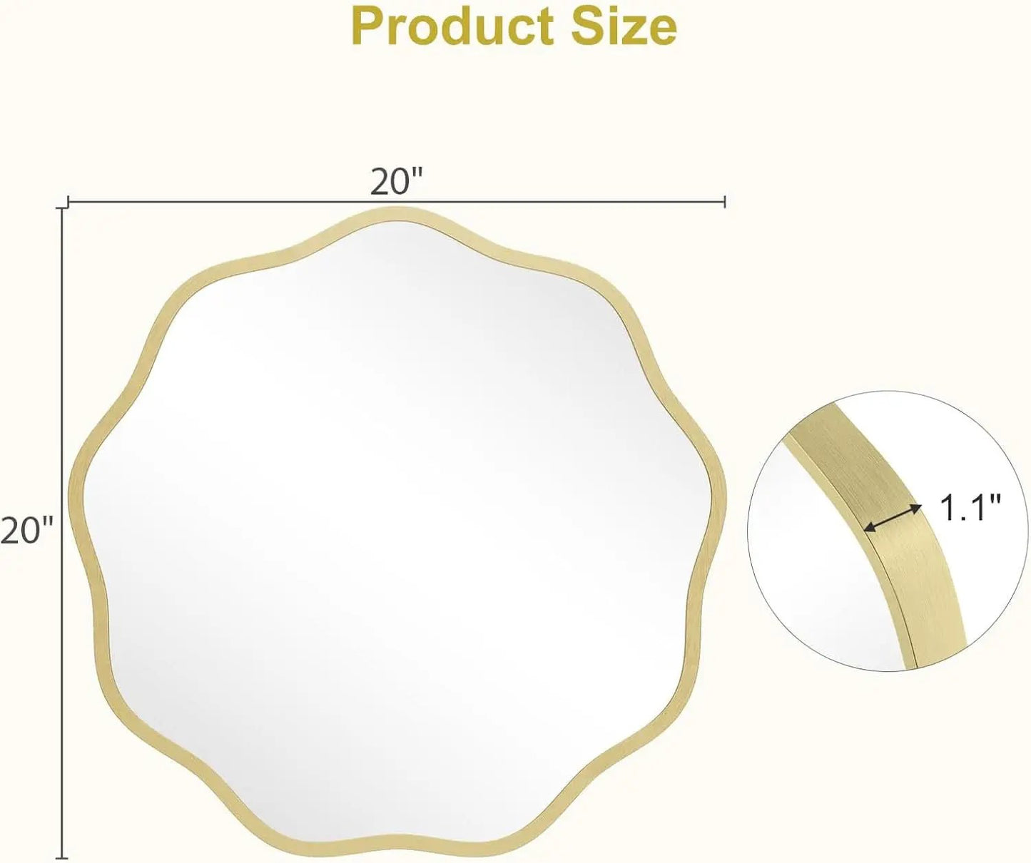 Gold Round Wall Mirror 20 Inch Decorative Home Accent from PriceLows™