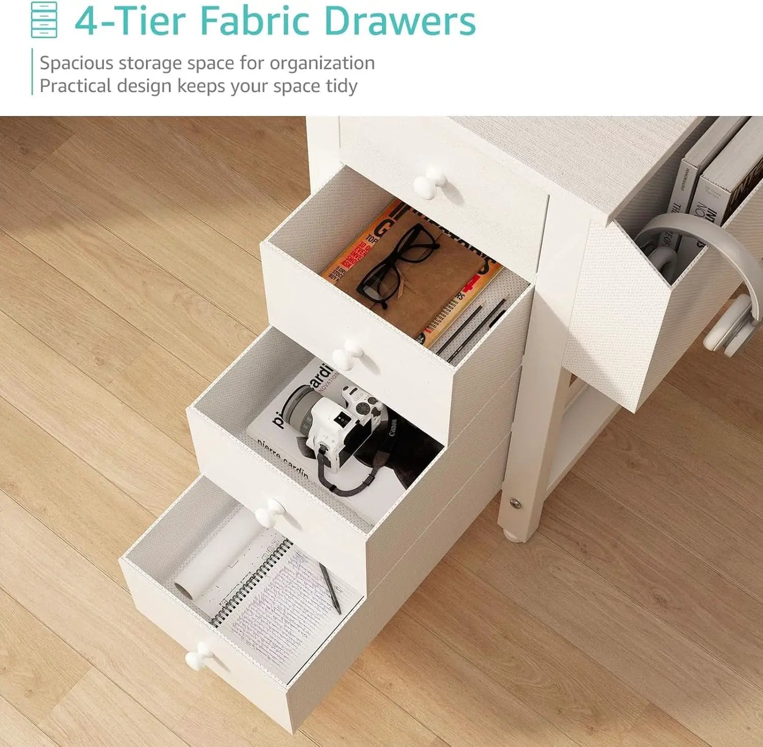 White 47 Inch L Shaped Corner Desk With Reversible Storage from PriceLows™
