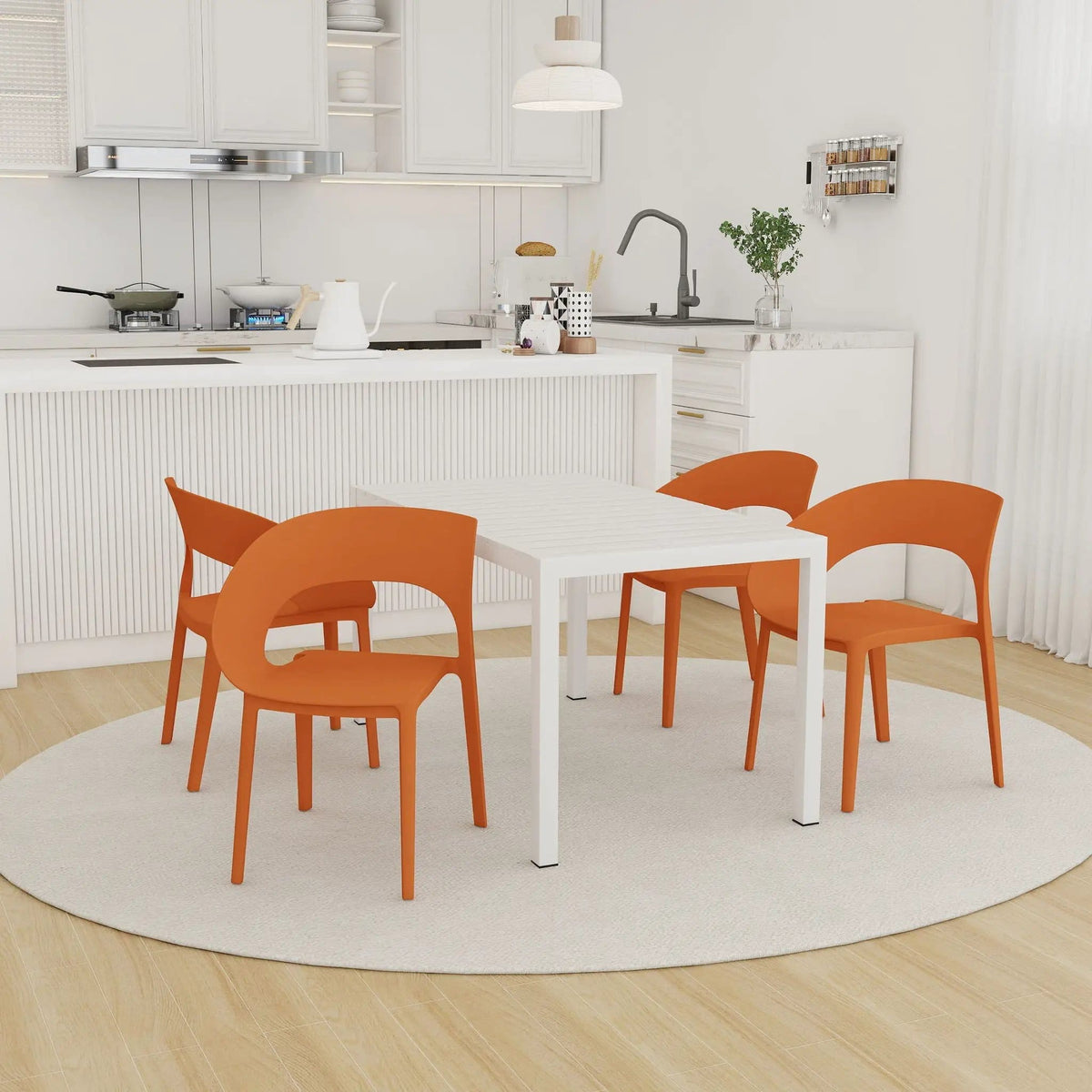 4 Piece Set Of Modern Designed Single Chairs With Long Table | 4-Piece Set | Metal | Outdoor Living