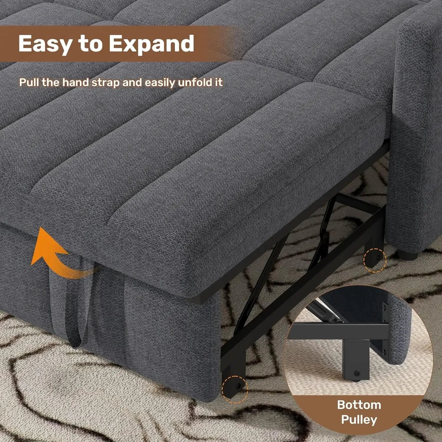 Three In One Convertible Sleeper Sofa Bed With Adjustable Backrest Light Gray from PriceLows™