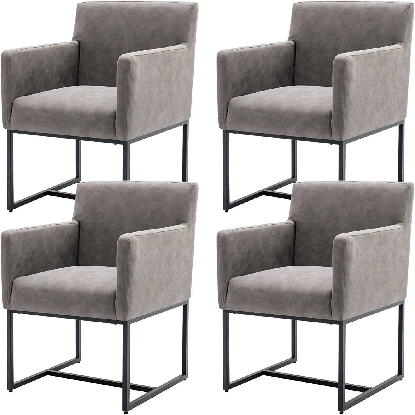 Set Of 4 Grey Upholstered Armchairs With Linen Fabric from PriceLows™