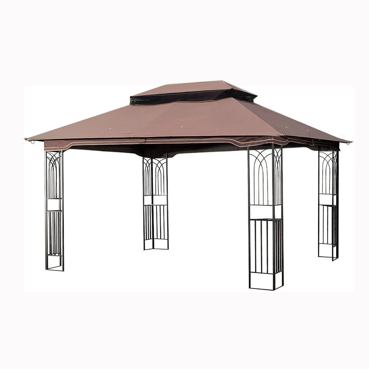 Outdoor Patio Gazebo | 13x10ft Double Roof | Mesh Screens | Brown