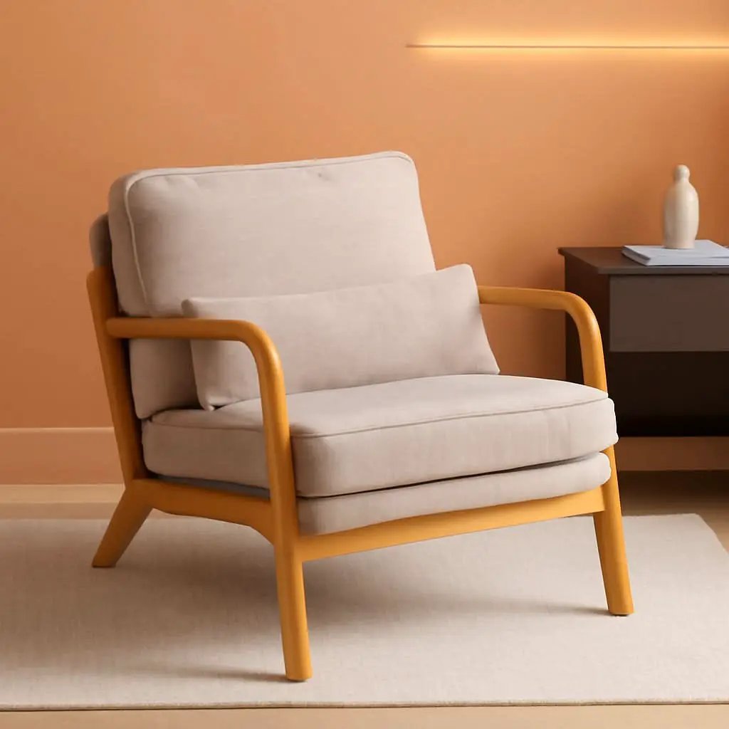 Khaki Ergonomic Lumbar Pillow Contemporary Armchair from PriceLows™
