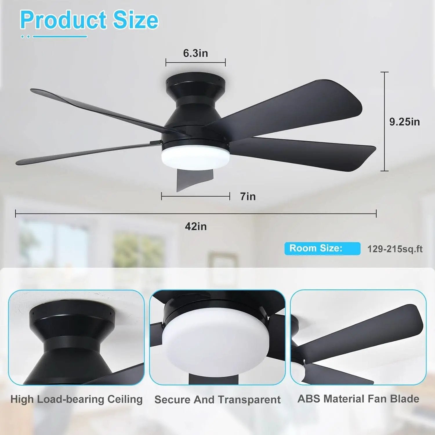 42 Inch Ceiling Fan With Dimmable LED Light Remote from PriceLows™