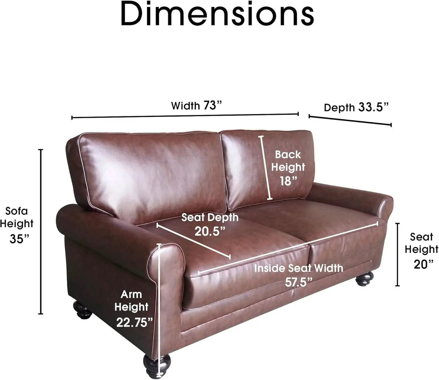 Copenhagen Rolled Arm Loveseat Chestnut Bonded Leather from PriceLows™