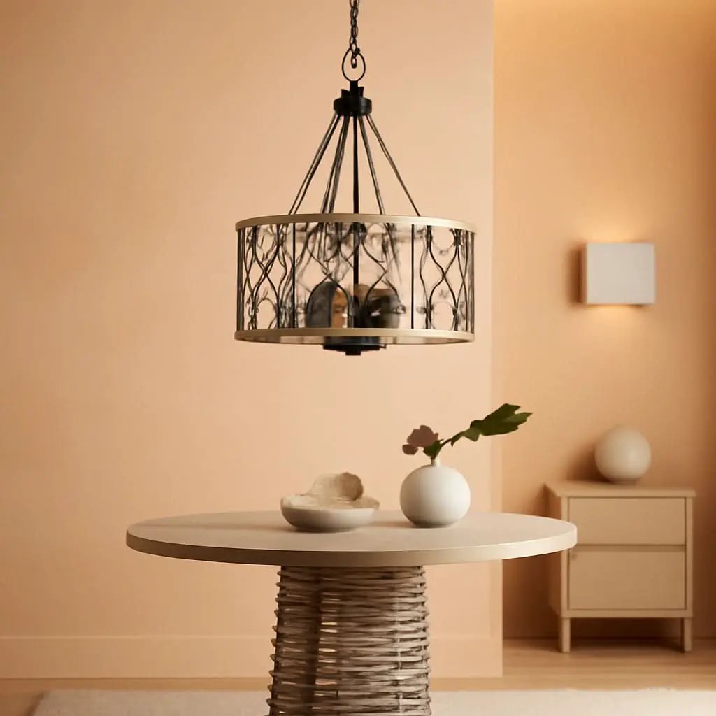 D19 Inch Rustic 4 Light Chandelier Black And White Oak from PriceLows™