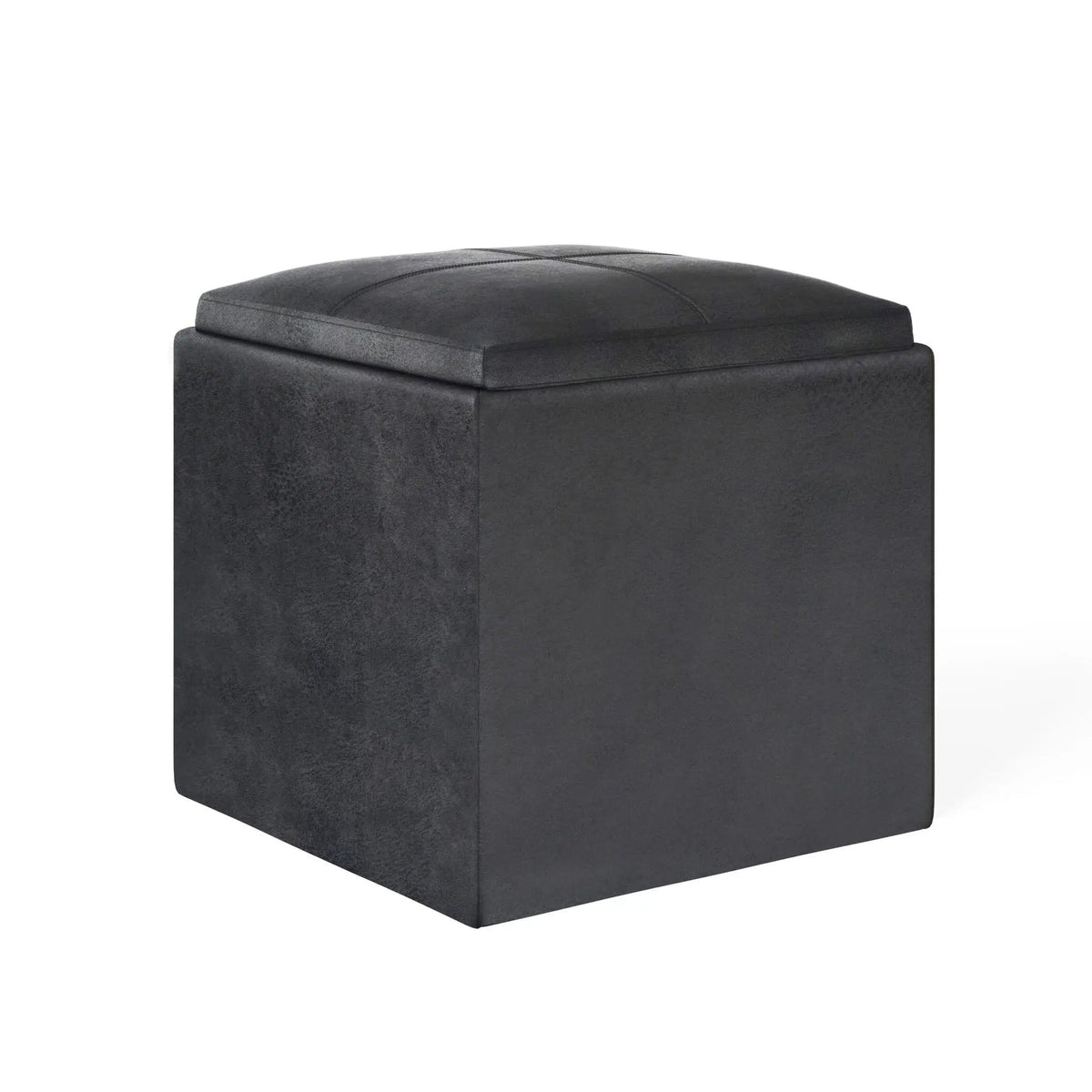 Rockwood Upholstered Cube Ottoman | Flip Over Serving Tray | Large Interior Storage | 16.9 Inch Cube