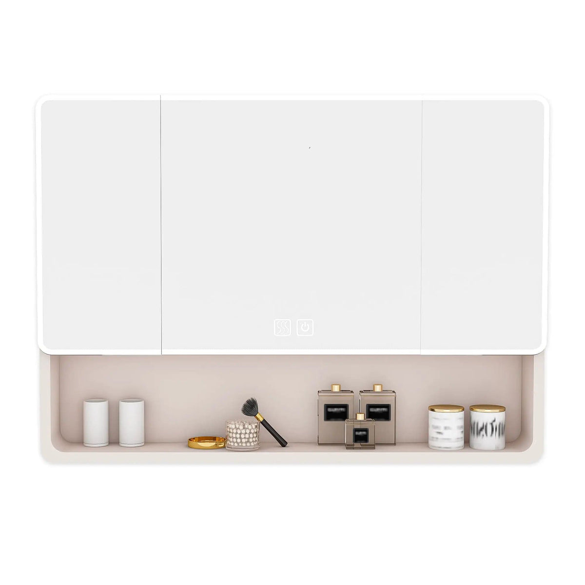 Aluminium Medicine Cabinet Mirror, With 3 Colors LED Light And Defogging Function | 35.43 x 27.56 x 4.92 in | Glass & Aluminum | Home