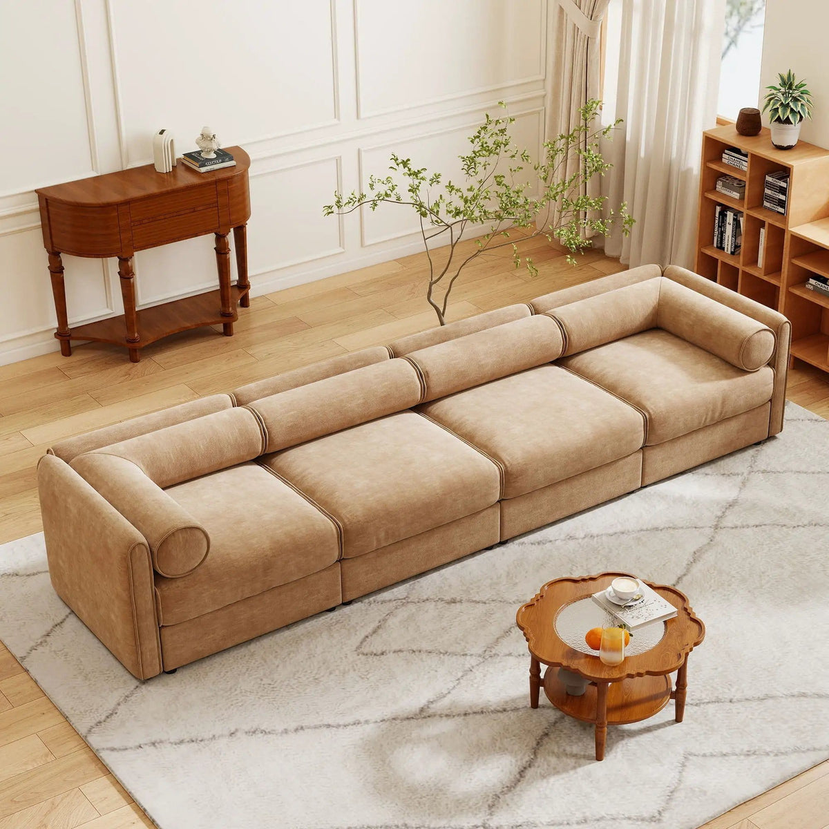 Stylish Sofa With Storage Seat And Cylindrical Backrest | Stationary Sofa | Living Room Furniture | Living Room