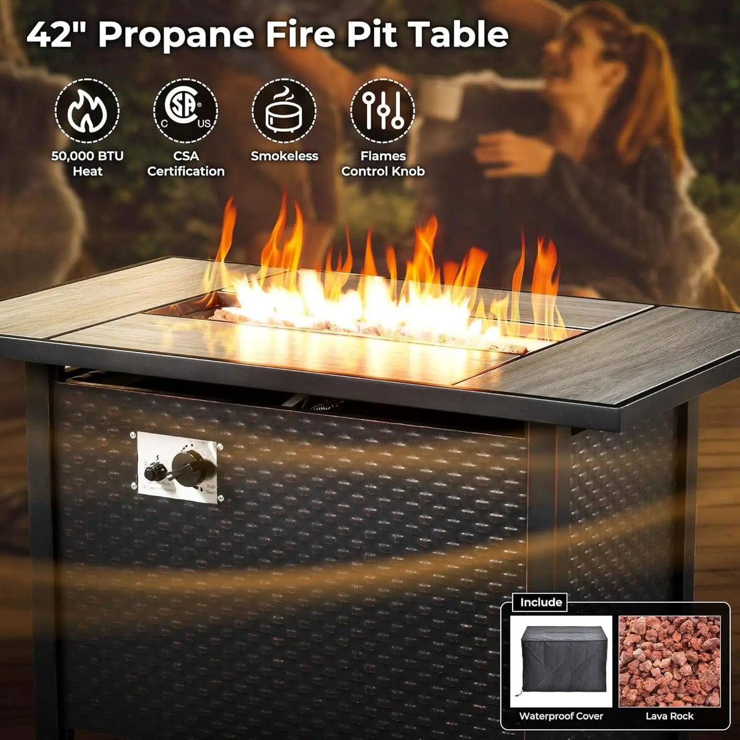 11 Piece Outdoor Patio Furniture Set With Fire Pit Table Dark Grey Wicker Sectional And Swivel Chairs from PriceLows™
