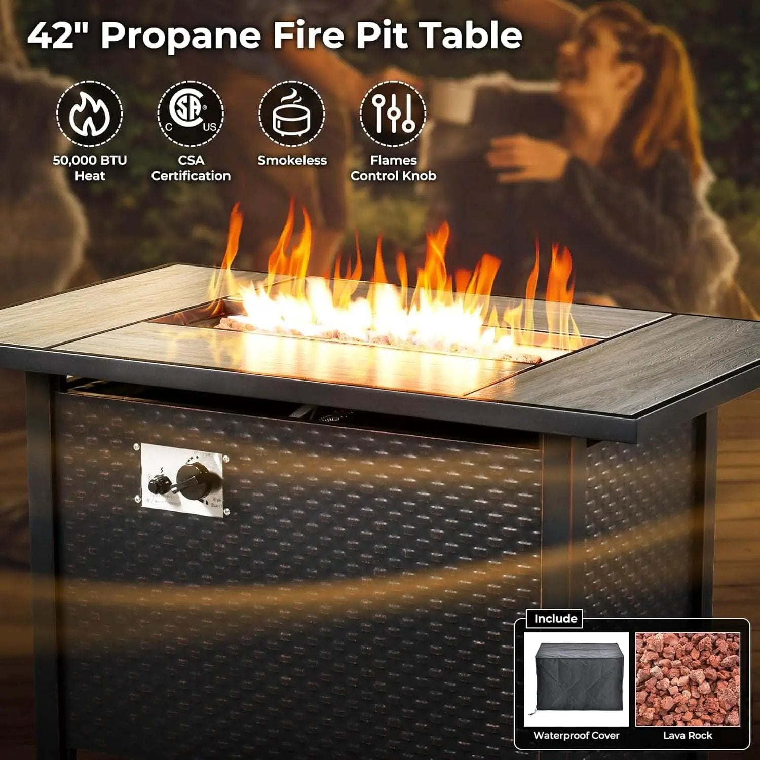 11 Piece Outdoor Patio Furniture Set With Fire Pit Table Dark Grey Wicker Sectional And Swivel Chairs from PriceLows™