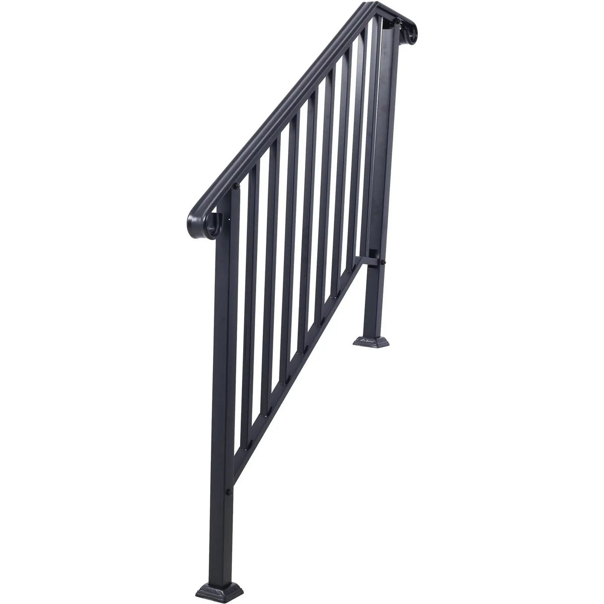 Wrought Iron Stair Handrail | Fits 2 Or 3 Steps | Outdoor Railing | Rustproof Coating