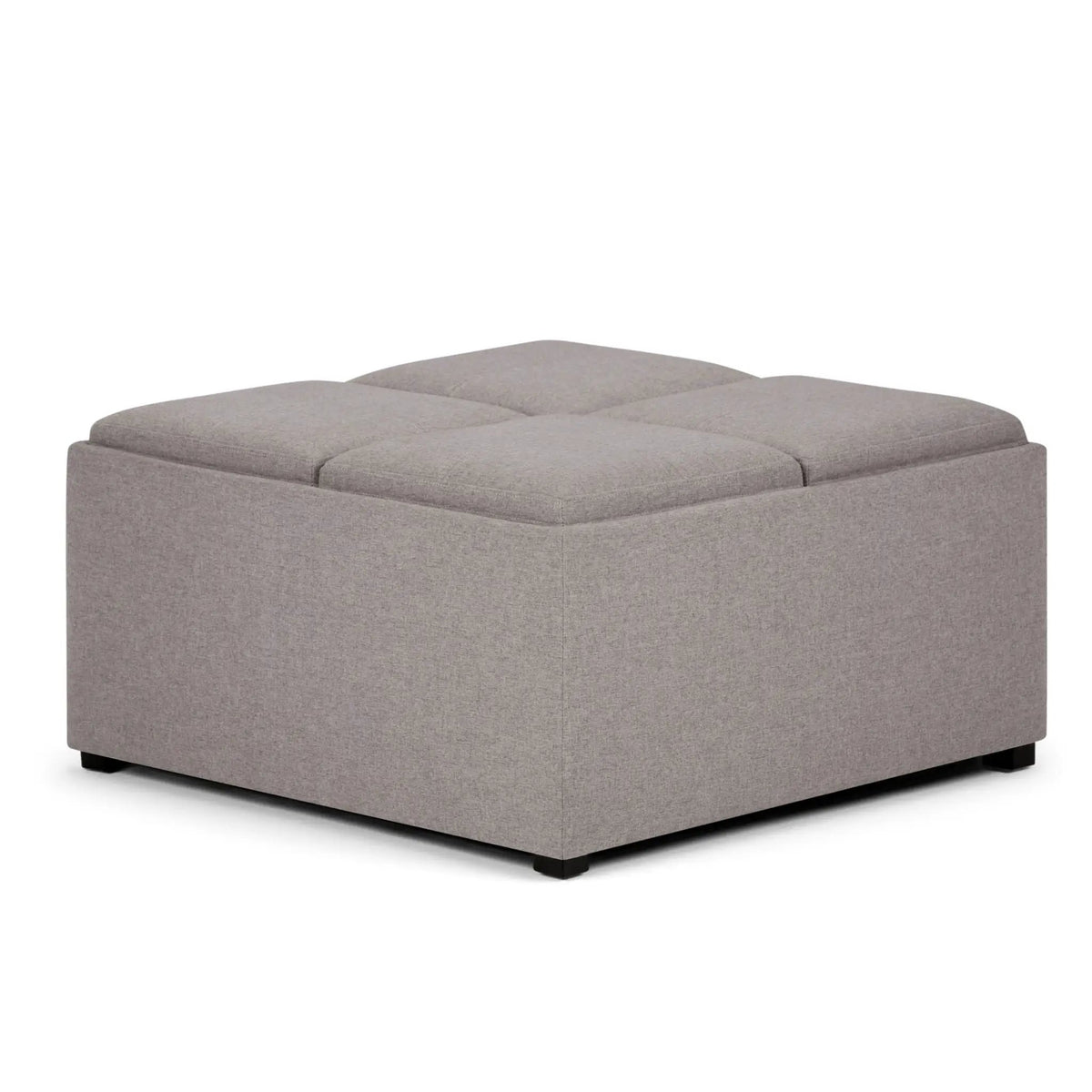 Avalon Square Storage Ottoman | Coffee Table Design | Four Flip Over Serving Trays | 35 Inch Width