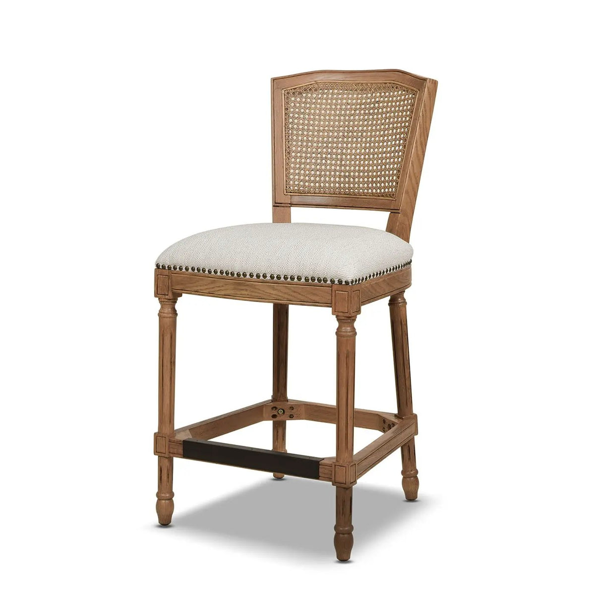 Triomphe Rattan Counter Bar Stool | French Country Style | High Back Armless | Wicker Weave