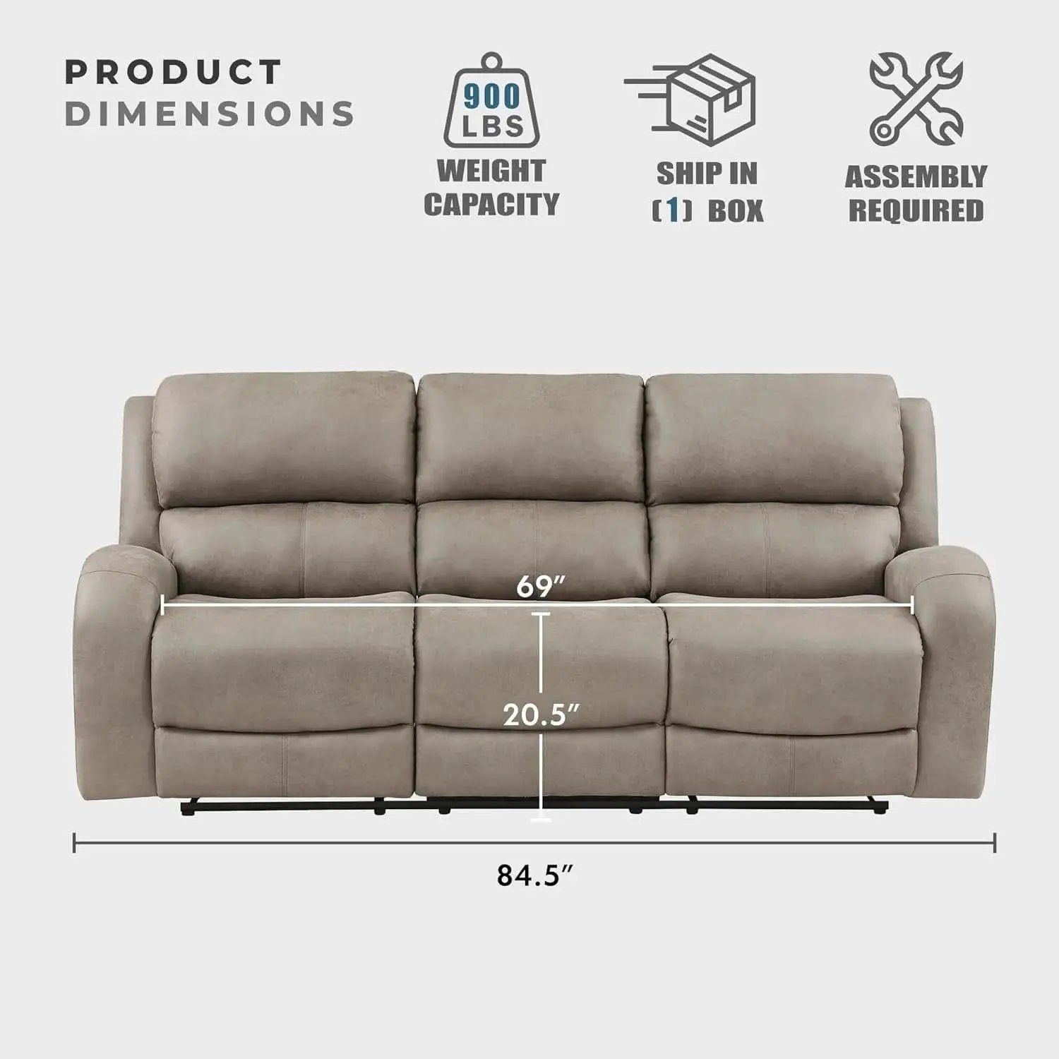 84.5 Inch Brown Recliner Couch Living Sofa Home Theater from PriceLows™
