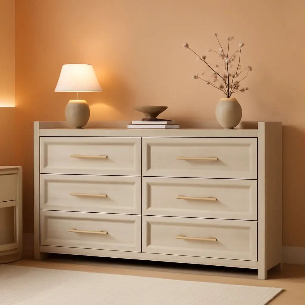 56InchExtraWideGreyOakDresser With LargeStorage Drawers from PriceLows™