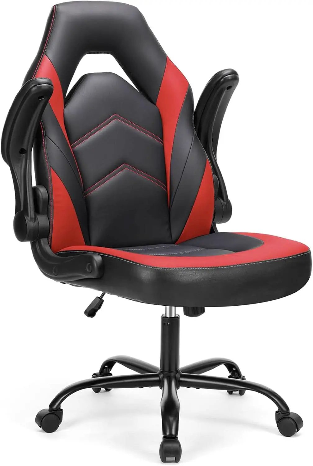 Black Red Leather Gaming Chair With Flip Up Armrests from PriceLows™