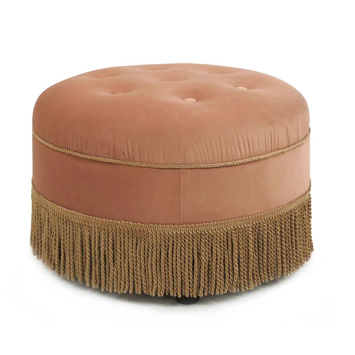 Yolanda Round Accent Ottoman | Handcrafted Quality | Kiln-Dried Hardwood Frame | 16 Inch Height