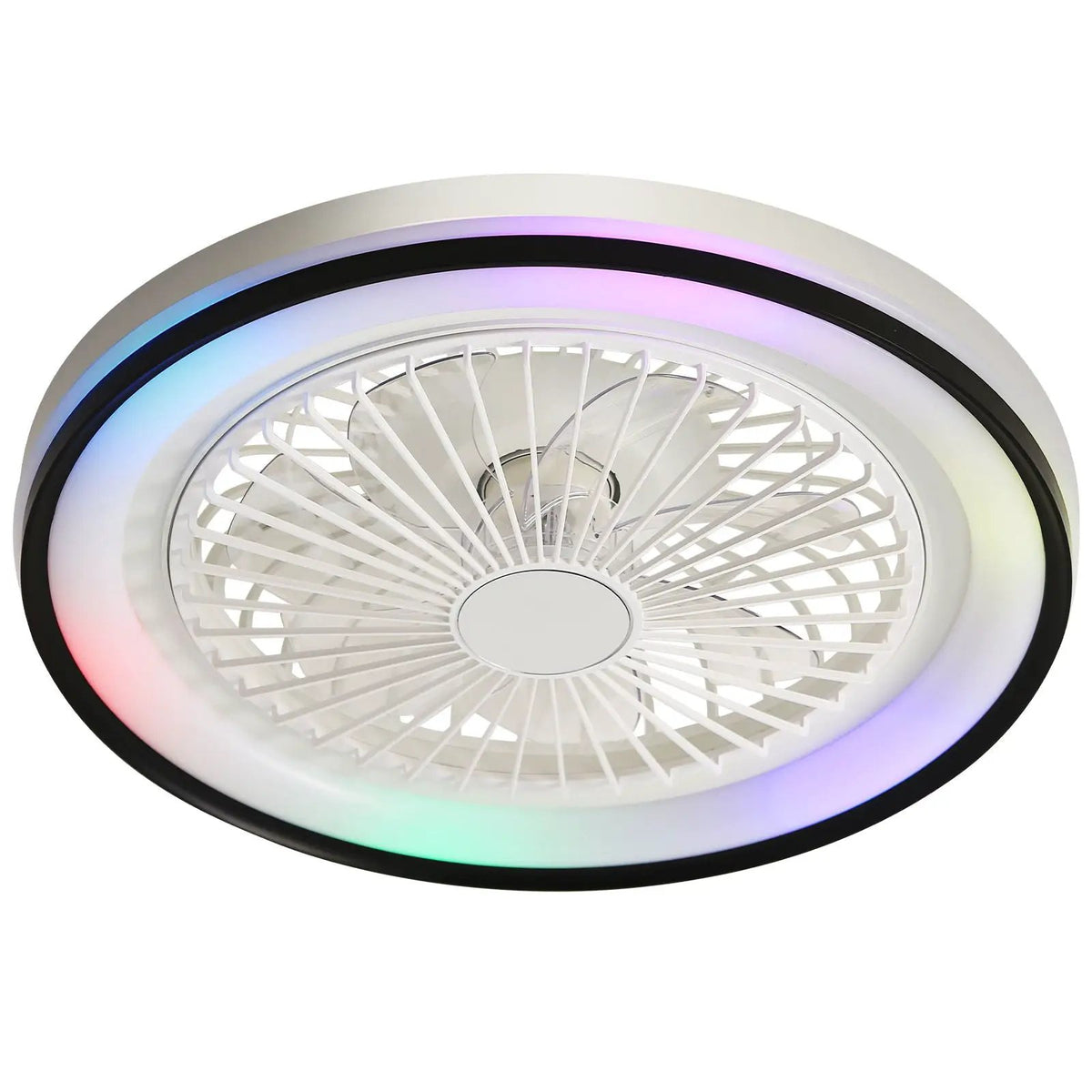 Bladeless Ceiling Fan | RGB Dimmable LED | Flush Mount | 6 Speed Remote Control