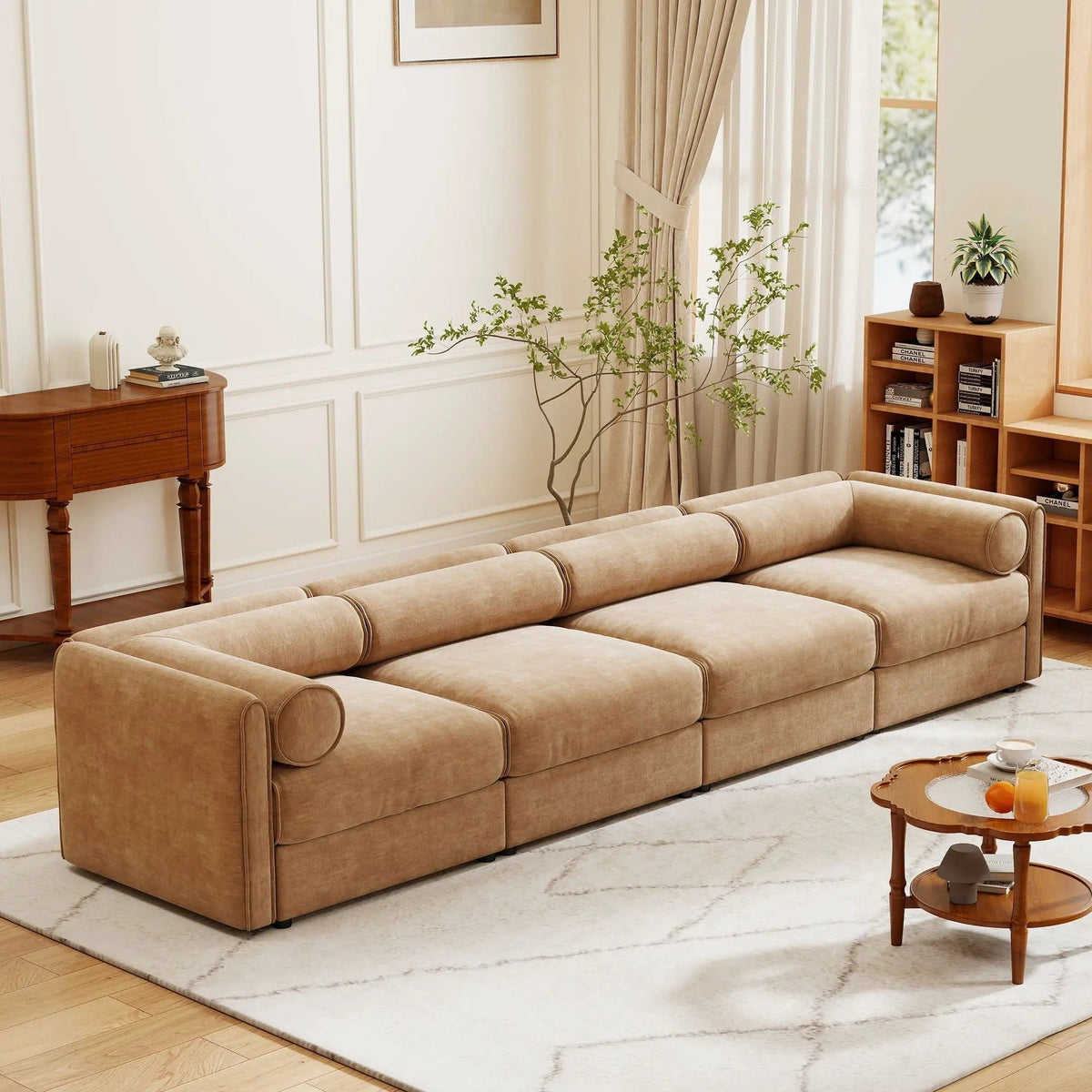 Stylish Sofa With Storage Seat And Cylindrical Backrest | Stationary Sofa | Living Room Furniture | Living Room