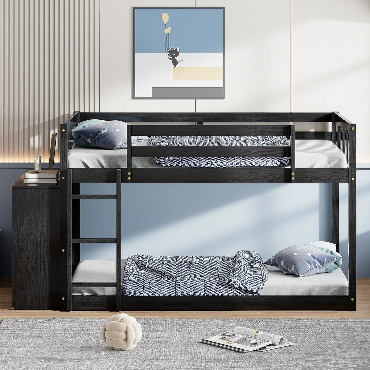 Bunk Bed | Solid Pine Frame | Four Drawers And Three Shelves | Full Size