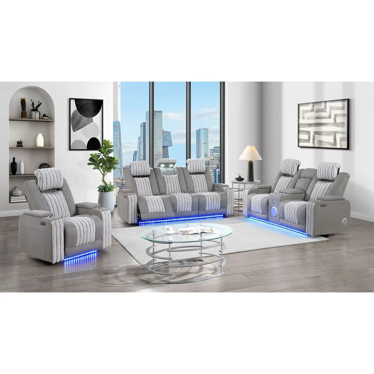 Duran Power Recliner With Power Headrest Reclining Chair | 3 Pieces | Wood | Living Room