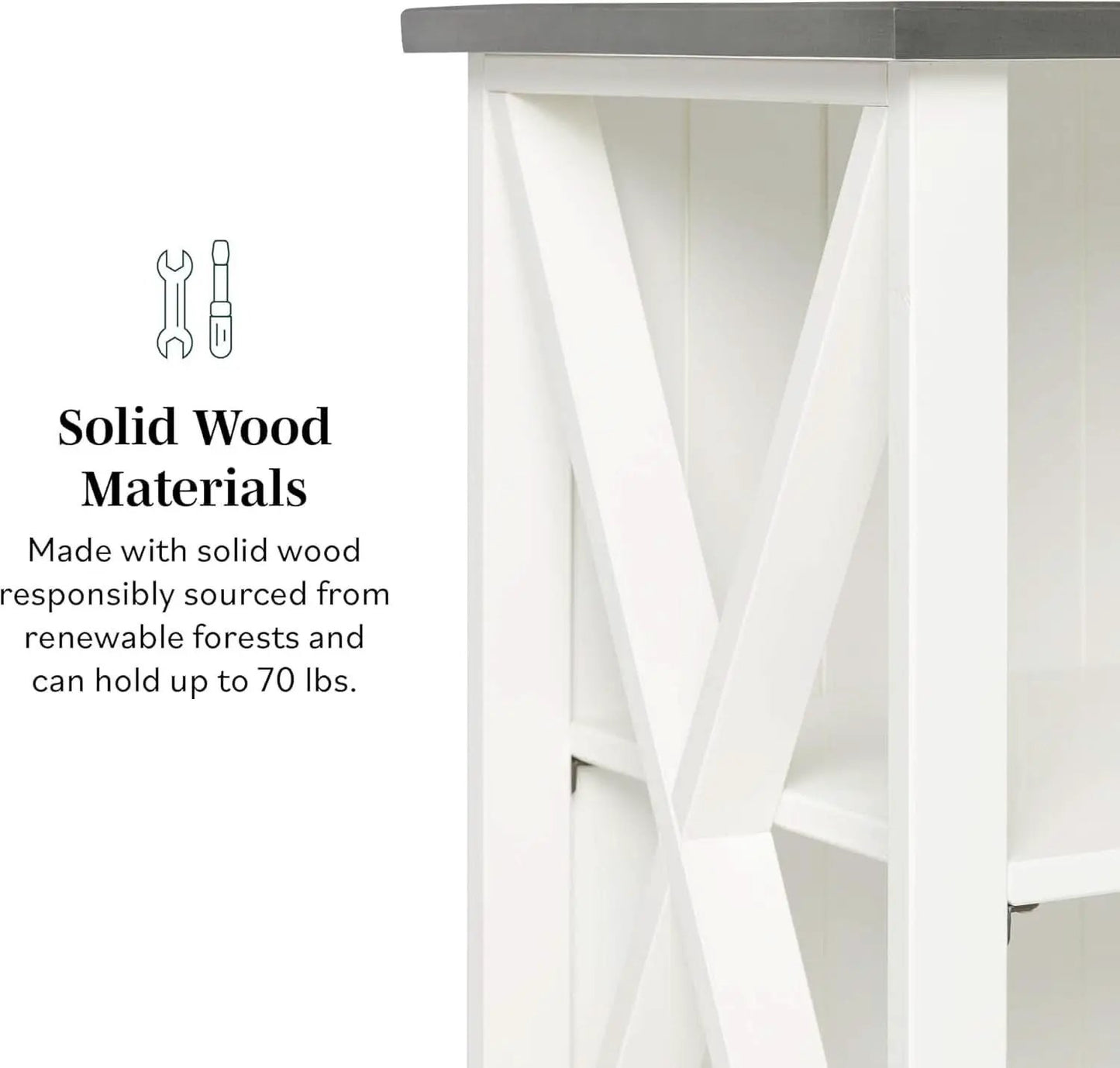 52 Inch White 2 Tier Modern Farmhouse Wood Bookcase Bookshelf for Home Office Storage Cabinet from PriceLows™