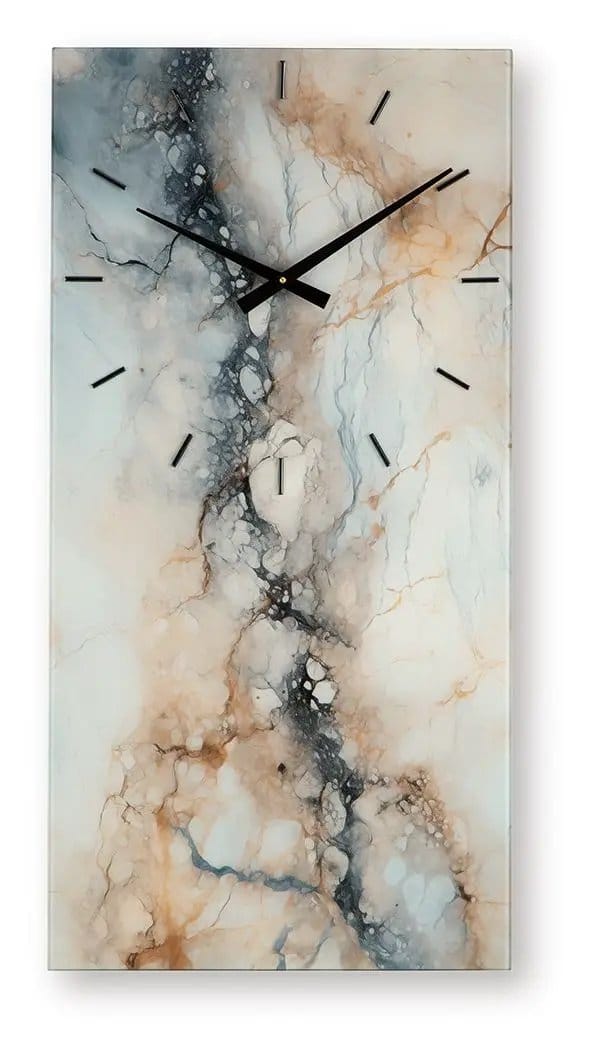 Teague Wall Clock | 2 Pieces | Marble & Glass | Home