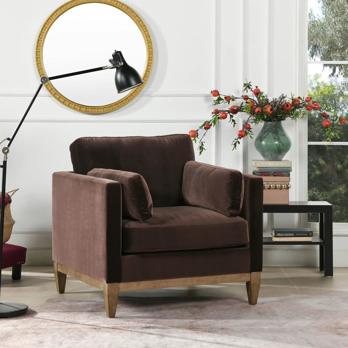 Knox Modern Farmhouse Arm Chair | Feather-Down Wrapped Cushions | Reversible Back And Arm Cushions | Durable Upholstery
