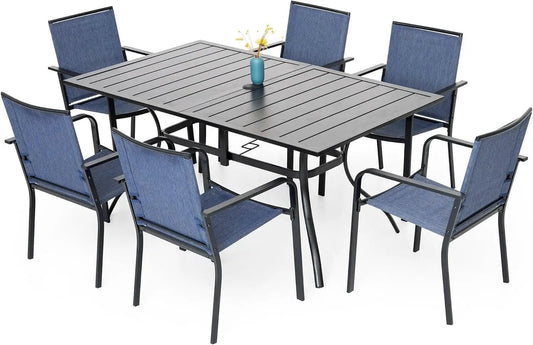 7 Piece Outdoor Dining Set with Stackable Chairs from PriceLows™