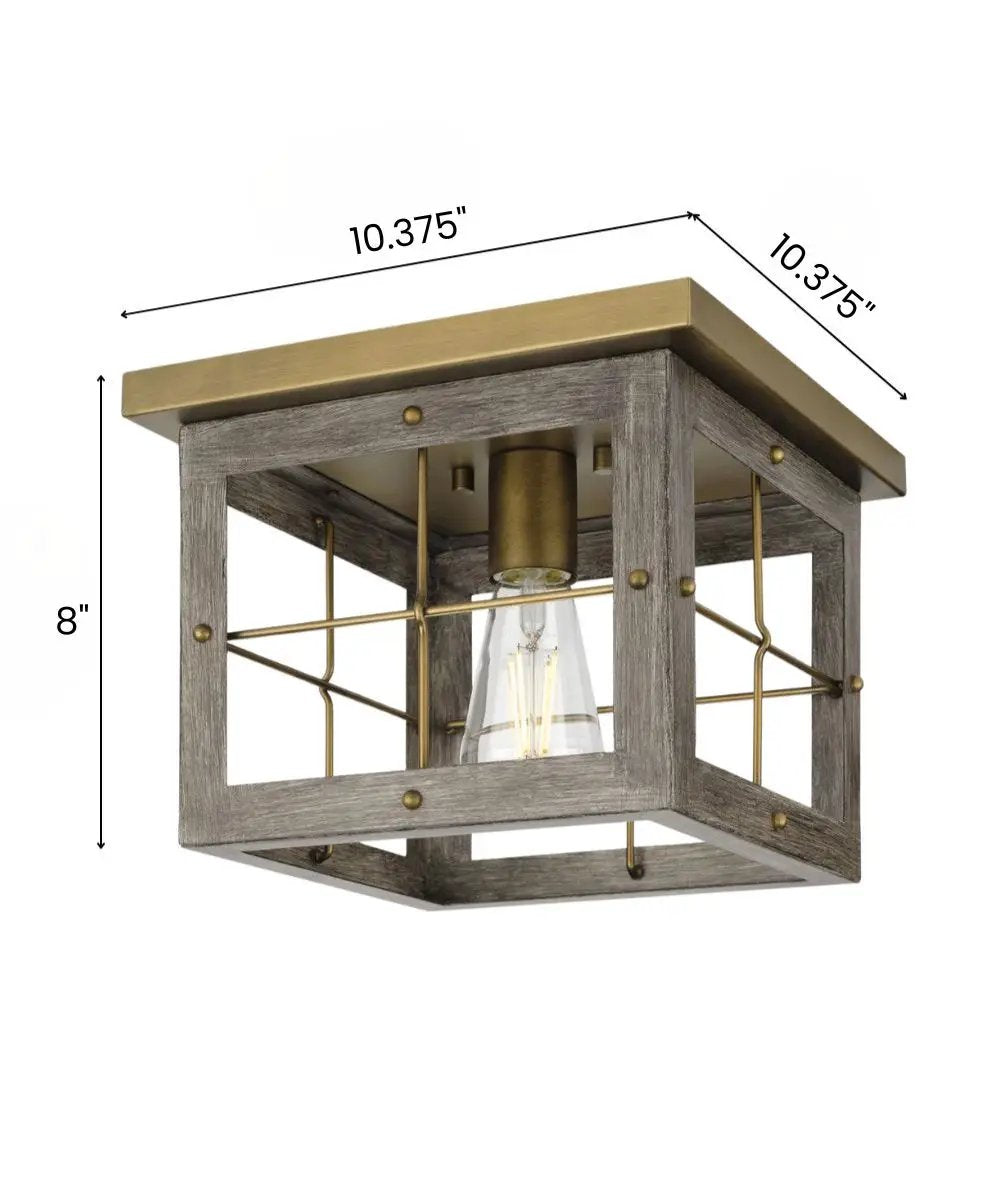 Flush Mount Ceiling Light | Aged Oak | Farmhouse | 11 Inch Width