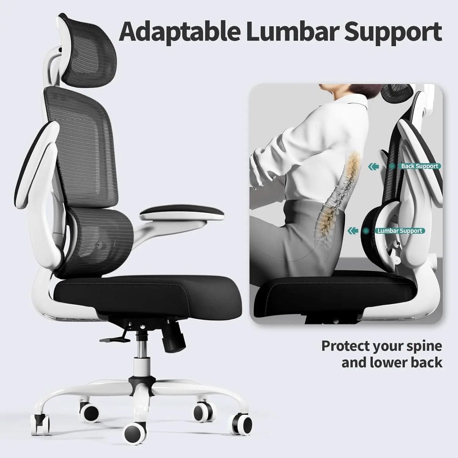 Ergonomic High Back Mesh Office Chair With Wheels Black from PriceLows™