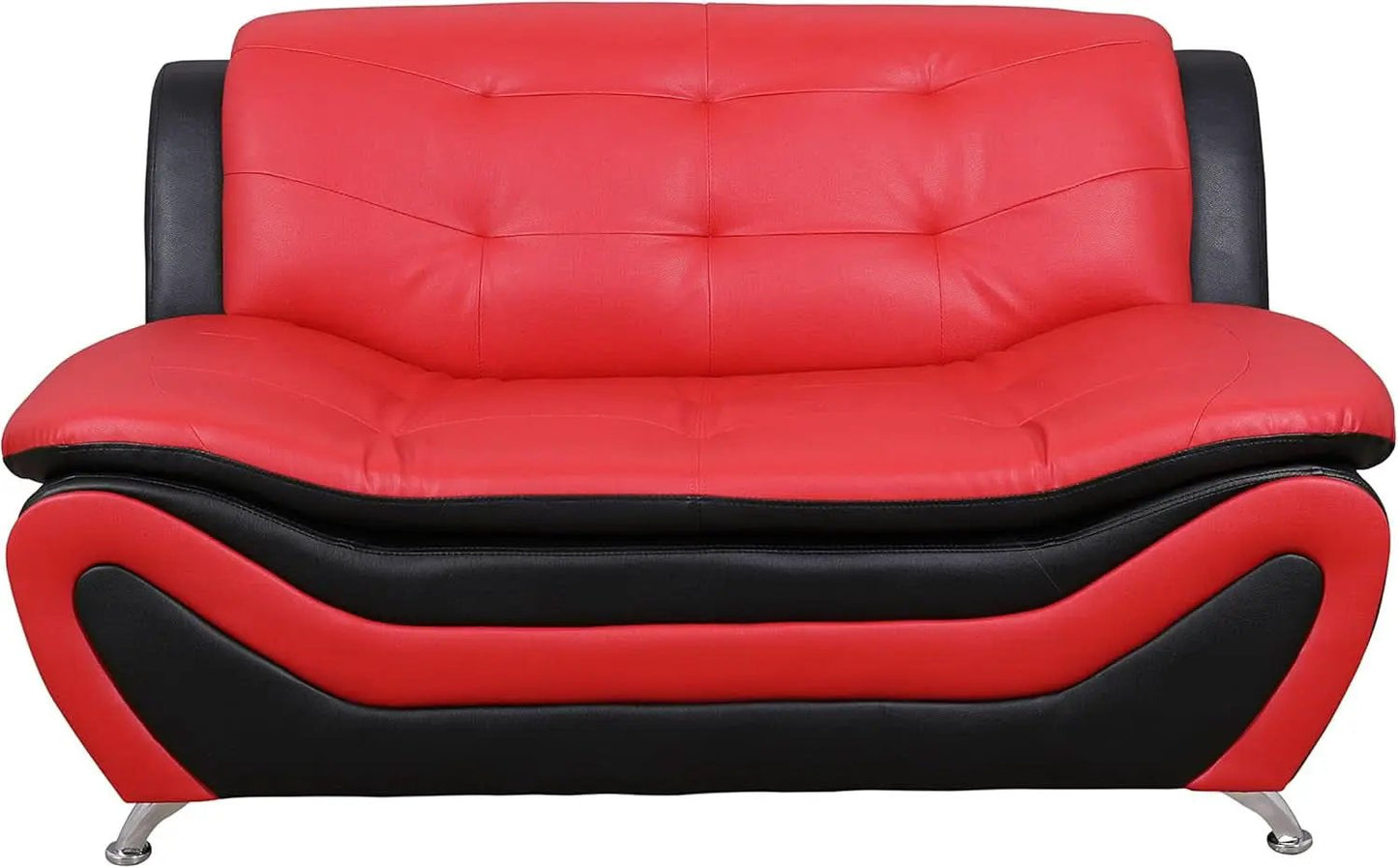 Aldo 3 Piece Modern Sofa Set Black Red Faux Leather from PriceLows™