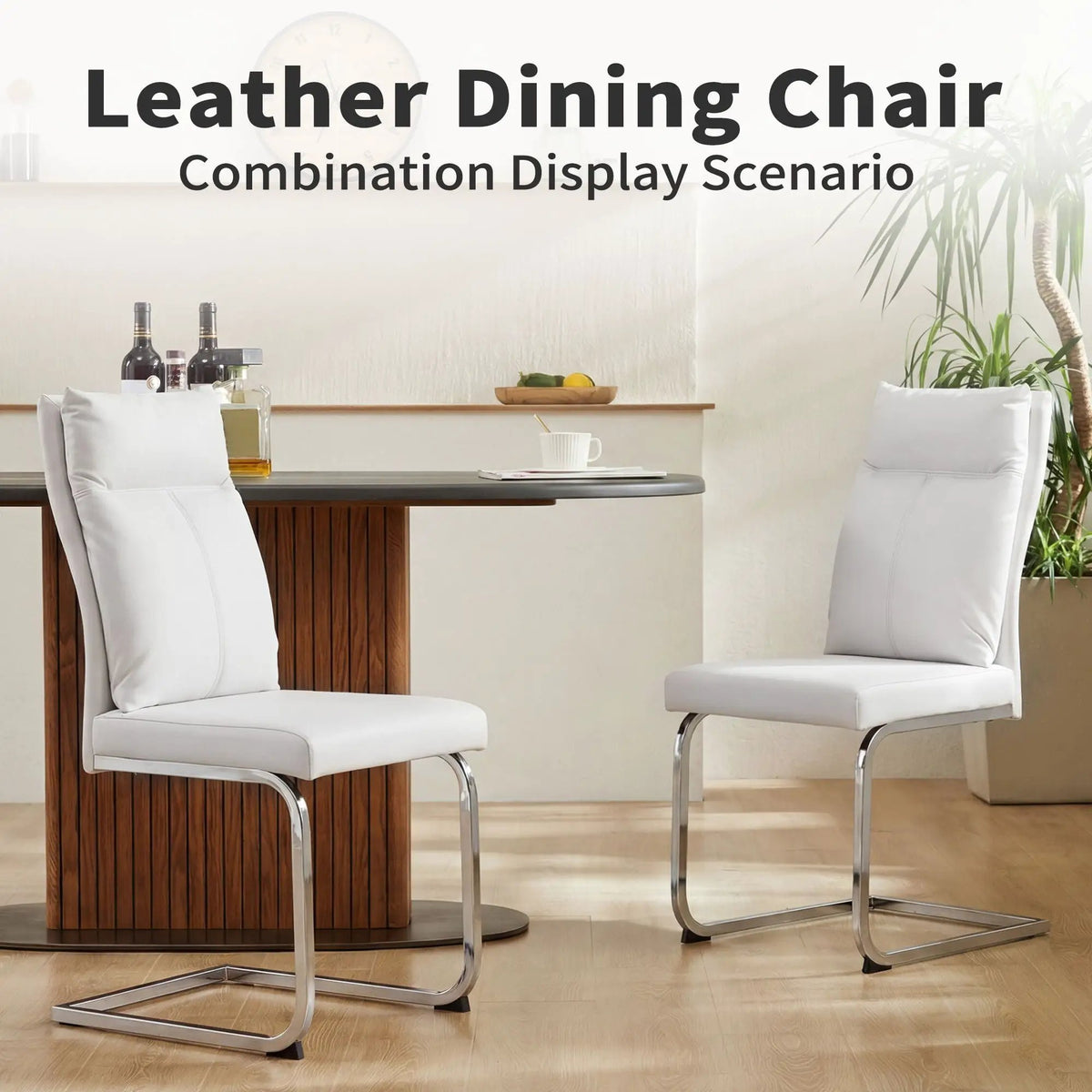 Modern Dining Chairs | Set Of 2 | Soft Cushion Backrest | C-Shaped Chrome Base