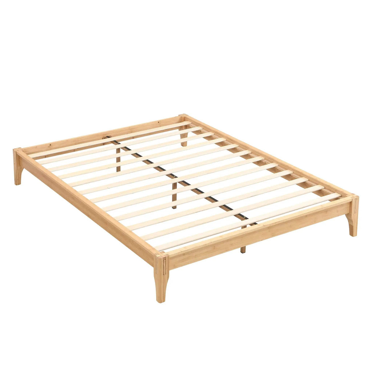 Solid Dry Bamboo Platform Bed Frame, With Slat Support | 6 Pieces | Bamboo | Bedroom