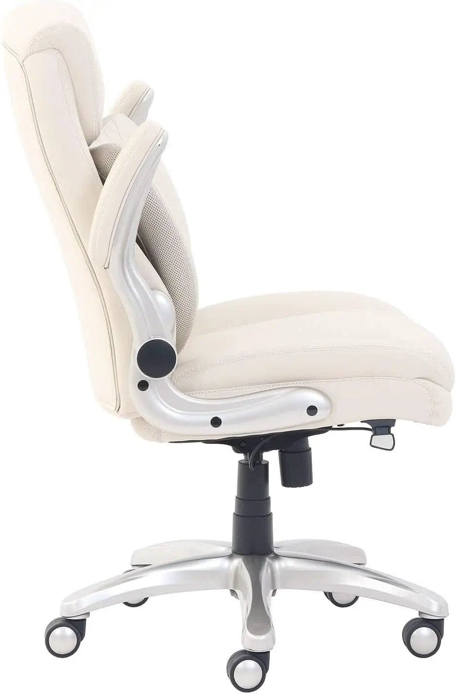 Cream Leather Ergonomic Office Chair With Flip Up Armrests from PriceLows™
