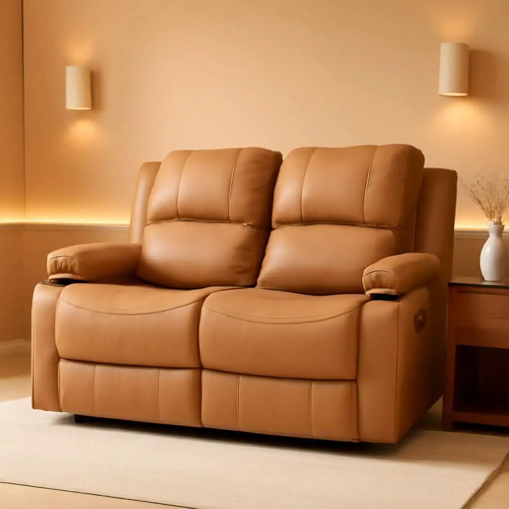 58 Inch Wall Hugger RV Theater Recliner Sofa Sand Double from PriceLows™