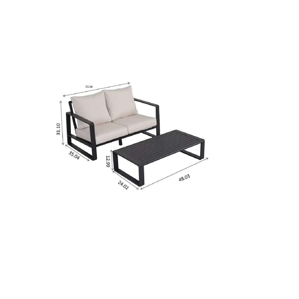 Sofa With Rectangular Coffee Table 2 Piece Outdoor Set | 2 Pieces | Living Room Furniture | Living Room