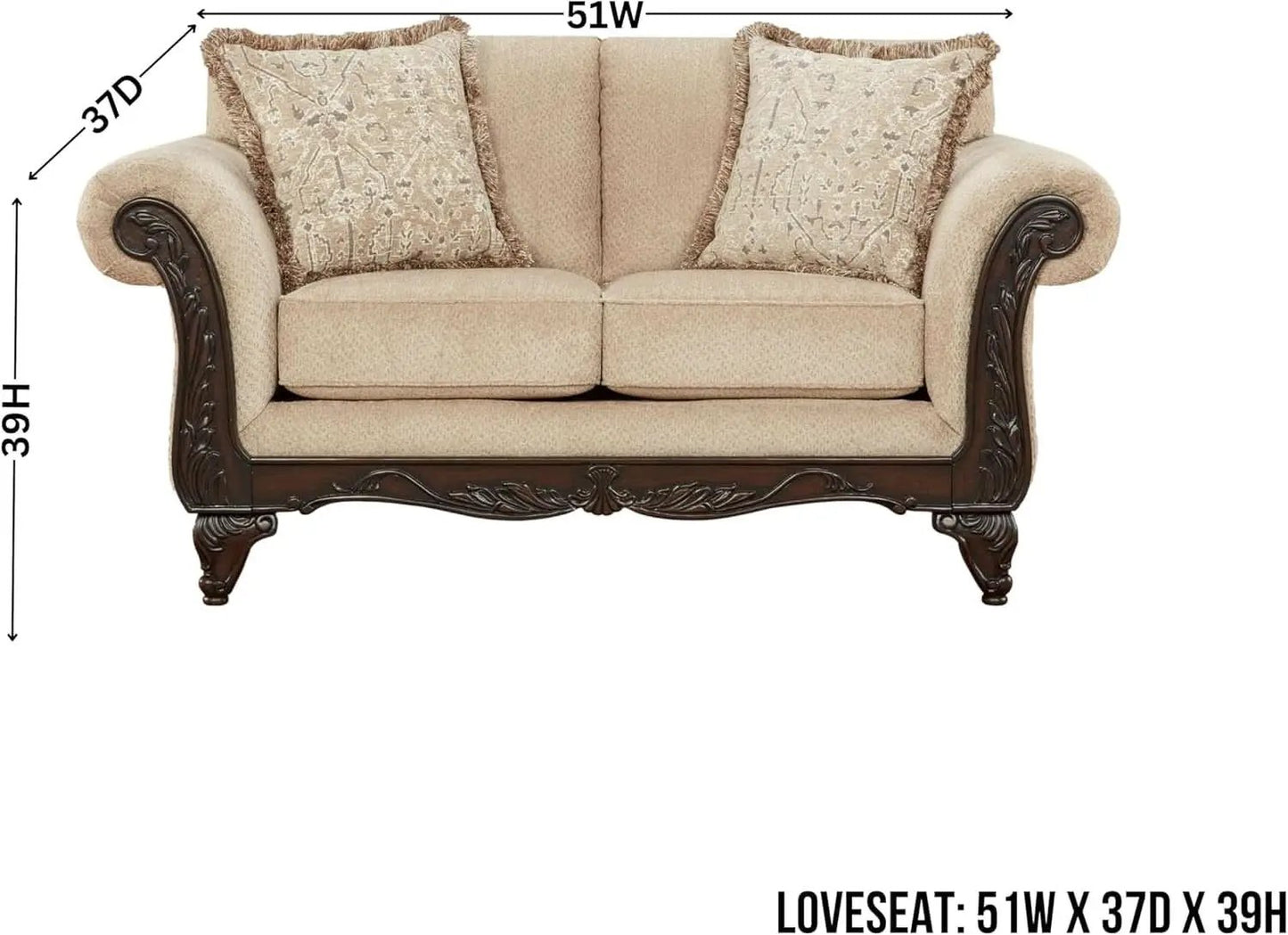2 Piece Living Room Set Sofa and Loveseat in Beige Wheat from PriceLows™