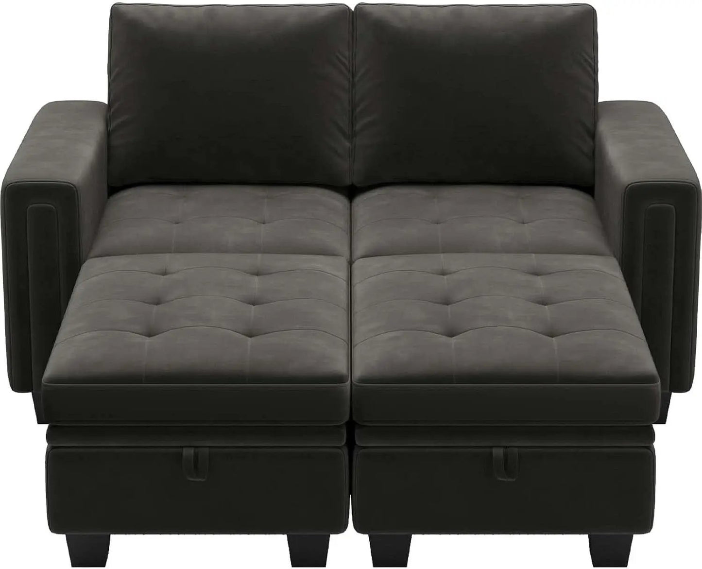 Grey Velvet Modular Sectional Sofa With Storage And Sleeper from PriceLows™