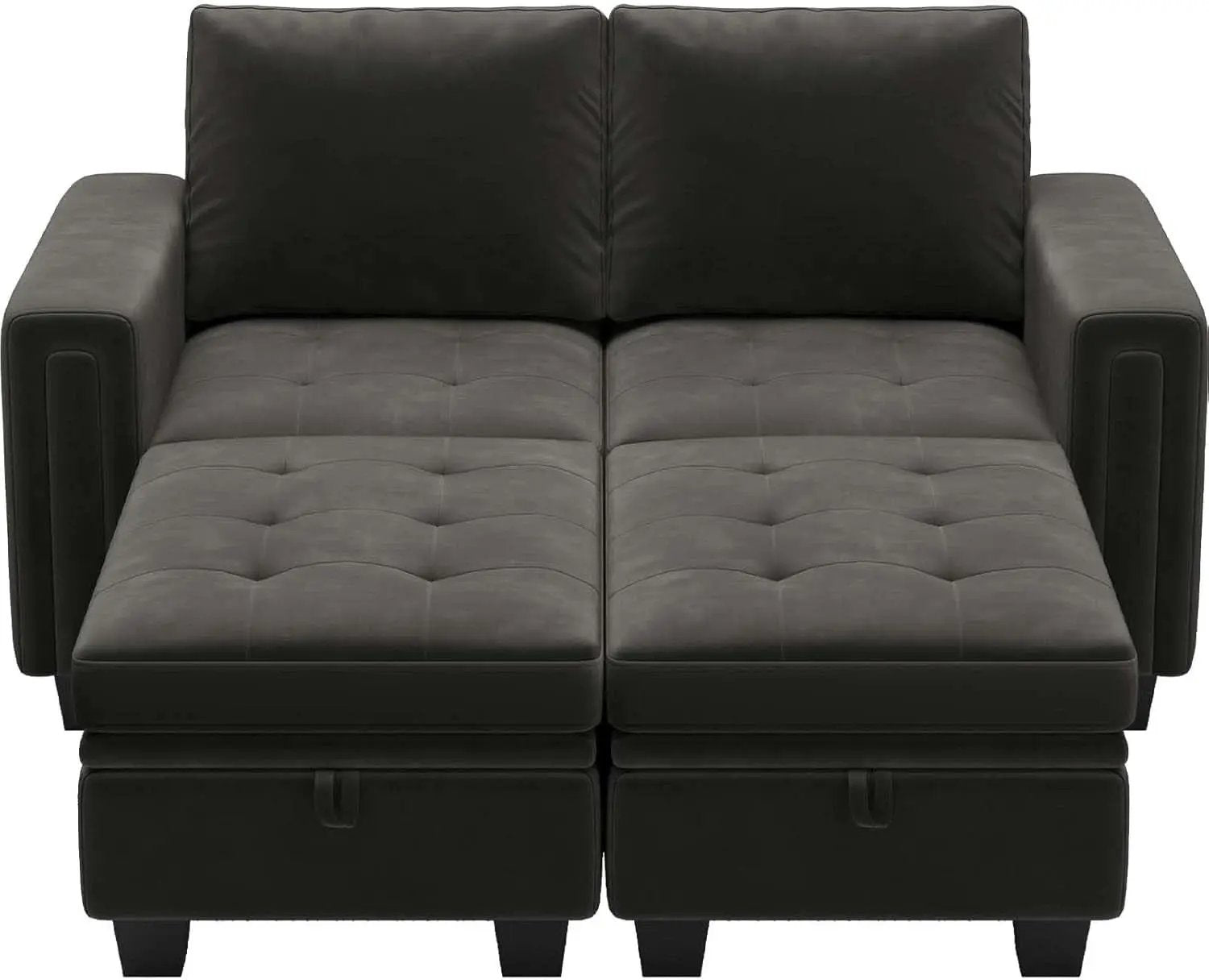 Grey Velvet Modular Sectional Sofa With Storage And Sleeper from PriceLows™